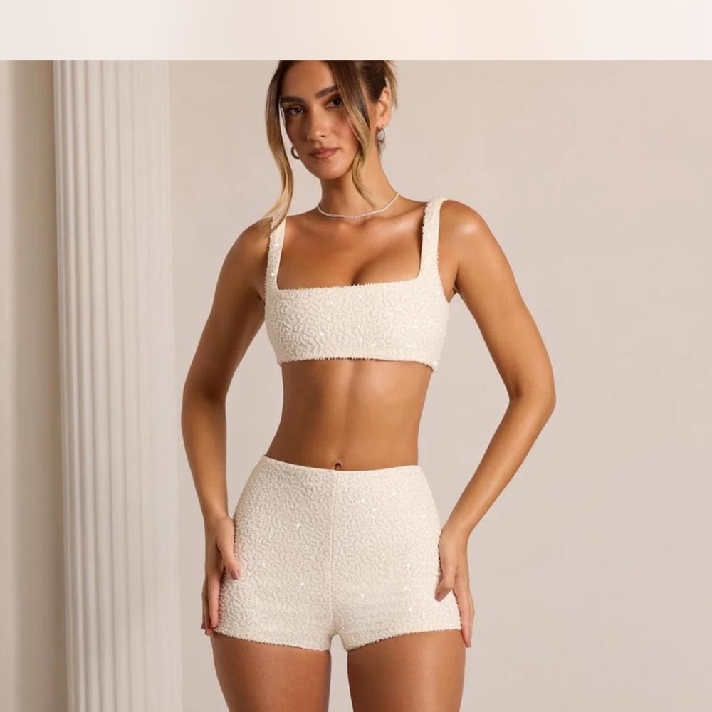 PrettyLittleThing Cream Textured set